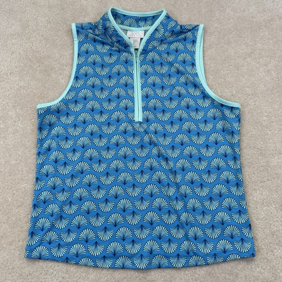 Sigrid Olsen Tops - NWT Sigrid Olsen Golf & Tennis Top Womens L Blue Shell Print 1/4 Zip  Wicking